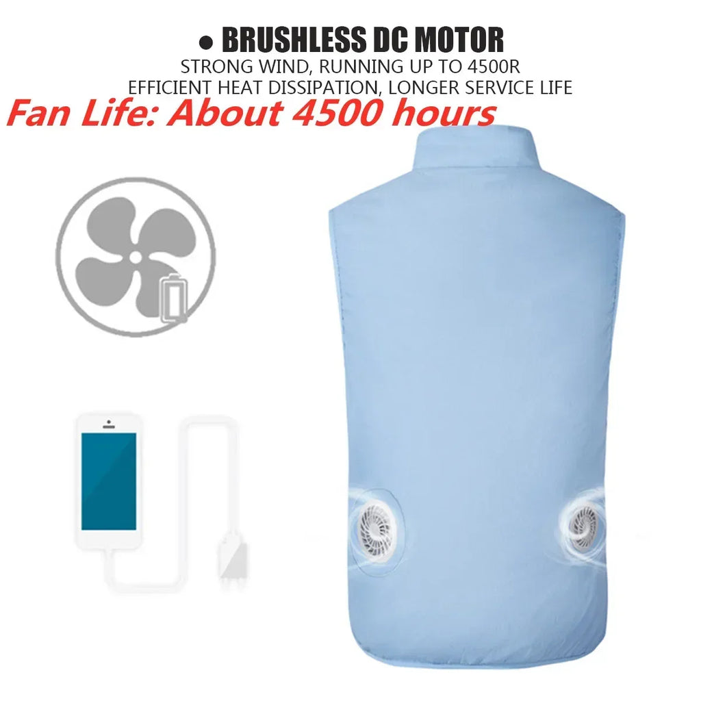 2024 Summer Fan Vest Men Cool and Cooling USB Cooling Outdoor Camping Air-conditioned Clothing Men Waterproof Sleeveless Jacket