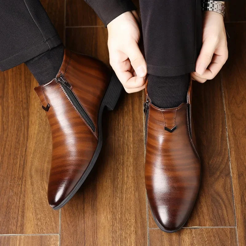 New 2025 Handmade Men Boots Design Sneakers Man Outdoor Casual Leather Men Shoes Ankle Boots Breathable Hot Sale Luxury Footwear