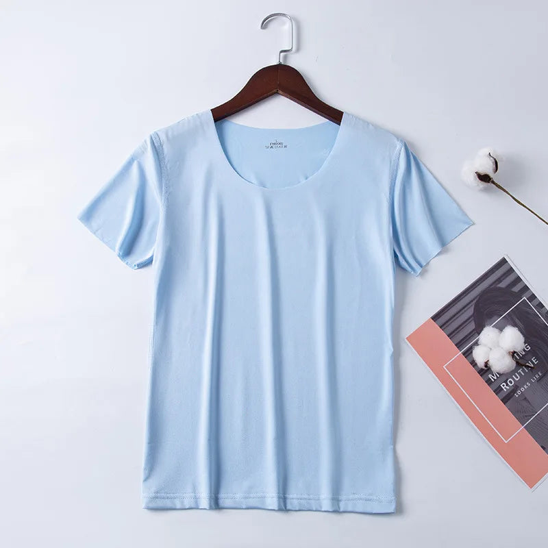 Women Ice Silk T-shirt Vest Y2k Tank Top