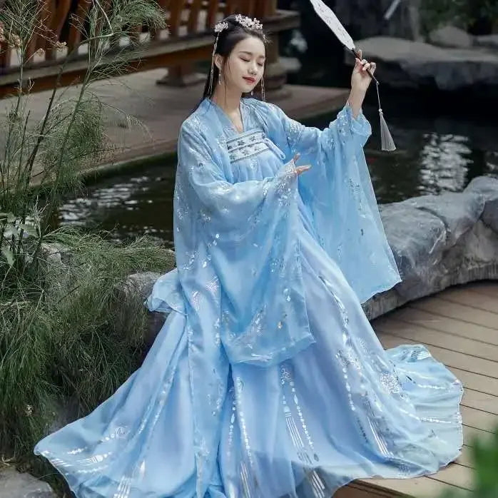 Summer Chinese Hanfu Princess Dress Women Fairy Folk with Kimono Female Dance Oriental Costume Chinese Clothes