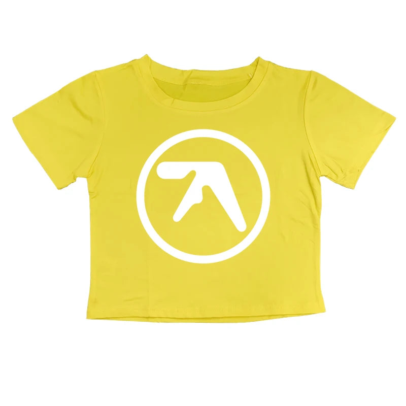 Punk Aphex Twin Print T-Shirt Crop Top Y2k