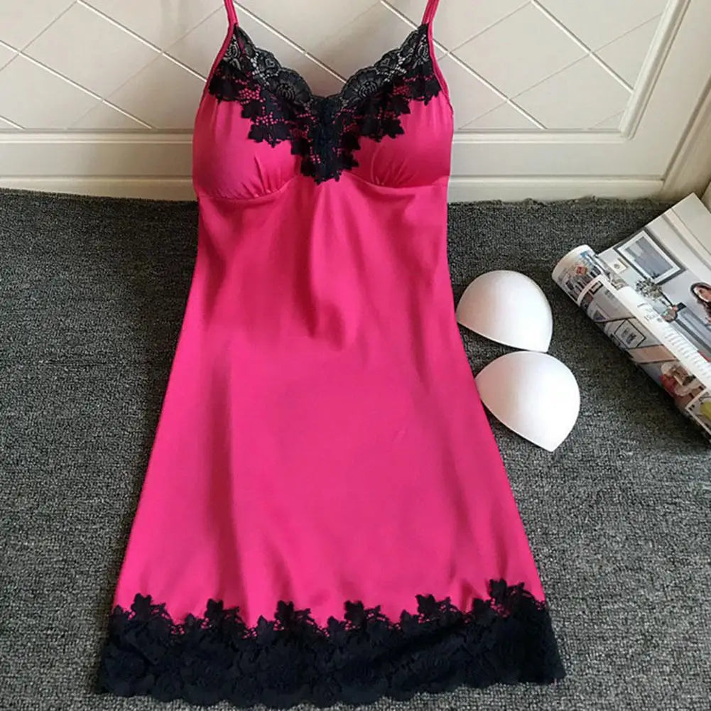 Summer Night Dress Women Sleepwear Nightwear Pure Color Lace Nightdress for Women Sleeping Nightgown Pajamas пижама женская
