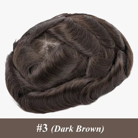 Permier Male Hair Prosthesis Ultra-Thin 0.03mm Skin Wigs for men 6" Men's capillary prothesis Toupee 100% Human Hair Men's Wig