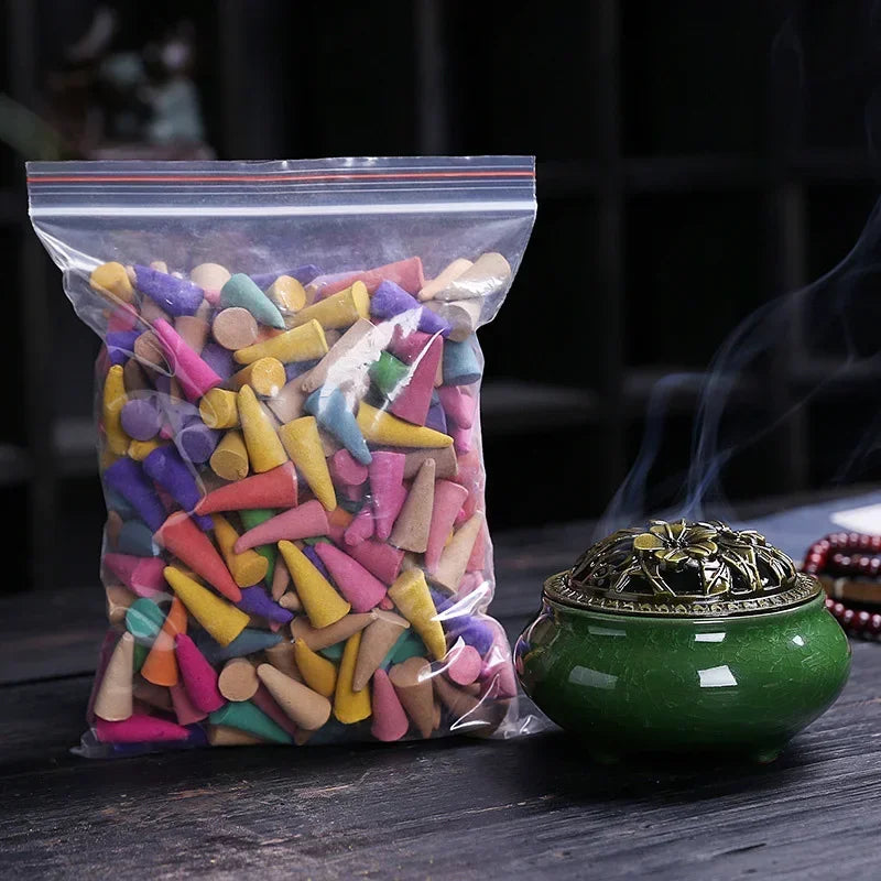 1Pack Backflow Incense Cones Pack of 60 Mixed Flavor Natural Incense Floral Lavender Sandalwood Aloes Aromatherapy