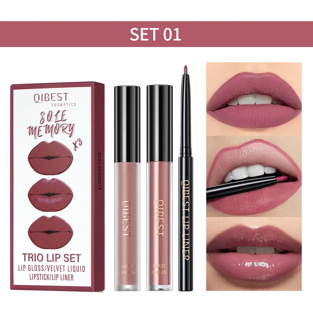 Matte Liquid Lipstick Lip Liner Set 3pcs