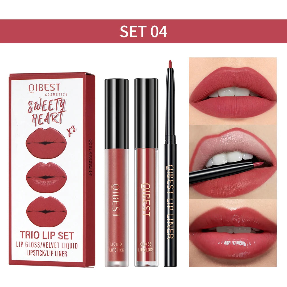 Matte Liquid Lipstick Lip Liner Set 3pcs