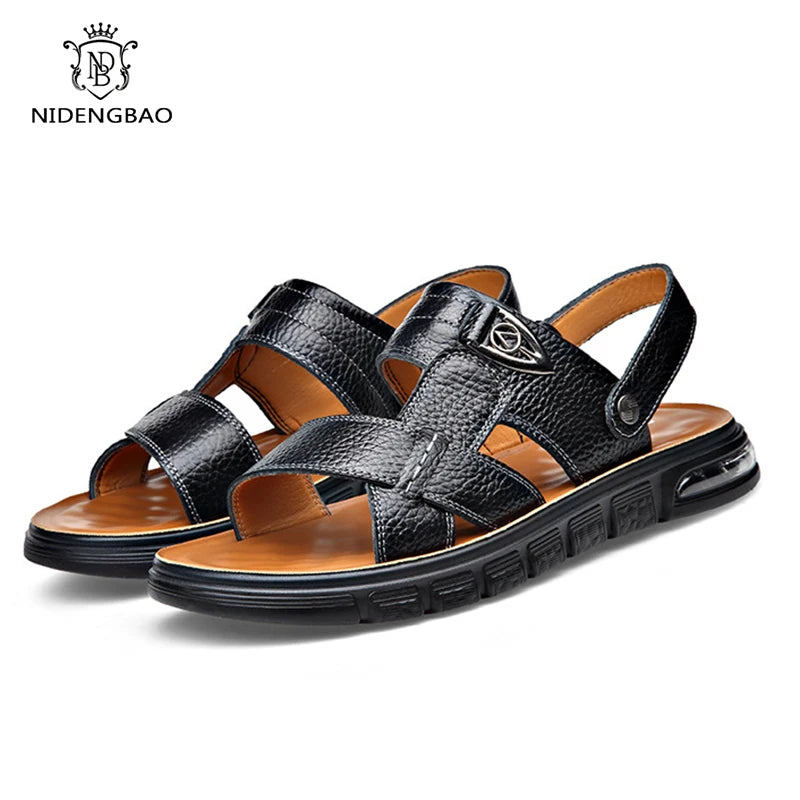 Big Size 49 Summer SplitLeather Beach Sandals Men Shoes Big Size 49 50 Leather Sandals for Men Soft Outdoor Walking Man Footwear