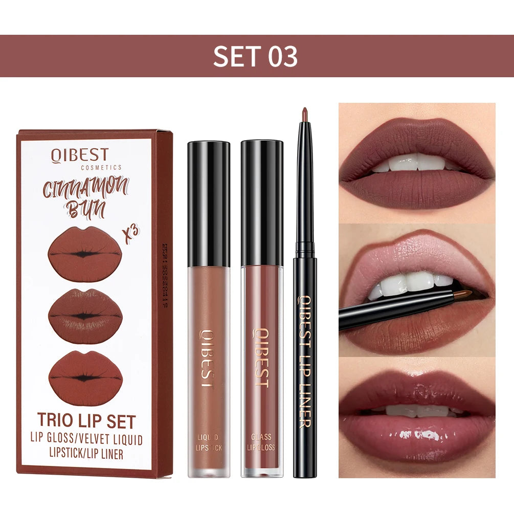 Matte Liquid Lipstick Lip Liner Set 3pcs