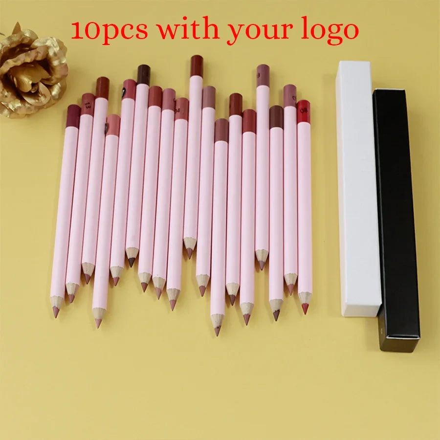 Private Label Pink Lip Liner Pencil Custom Logo Bulk 18-color Cosmetic Multi-functional Waterproof Pigment Lipstick Pen Makeup