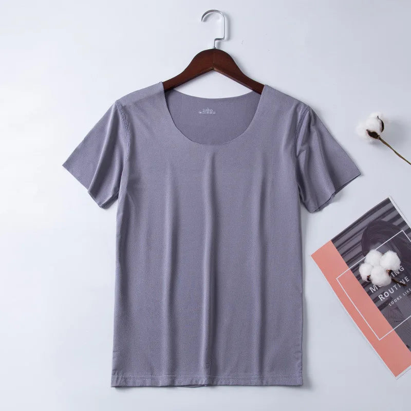Women Ice Silk T-shirt Vest Y2k Tank Top