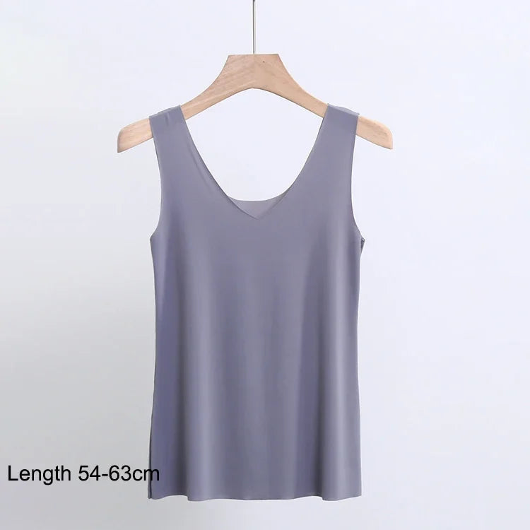 M-5XL Plus Size Full Slips Dresses For Women Summer Thin Seamless Ice Silk Petticoat Underskirt Sleeveless Underwear Dress Slips