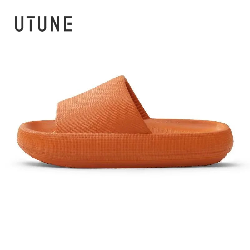 UTUNE 4.5CM Sandal Slides Women Men Couple Thick Sole Soft Indoor Platform House Shoes Men Bathroom Home Summer EVA Non-slip San