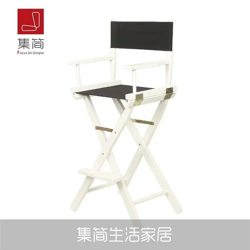 Versatile Solid Wood Director Chair Folding Canvas High Stool Multipurpose Office Chair Makeup Chair Portable Seat Comfortable