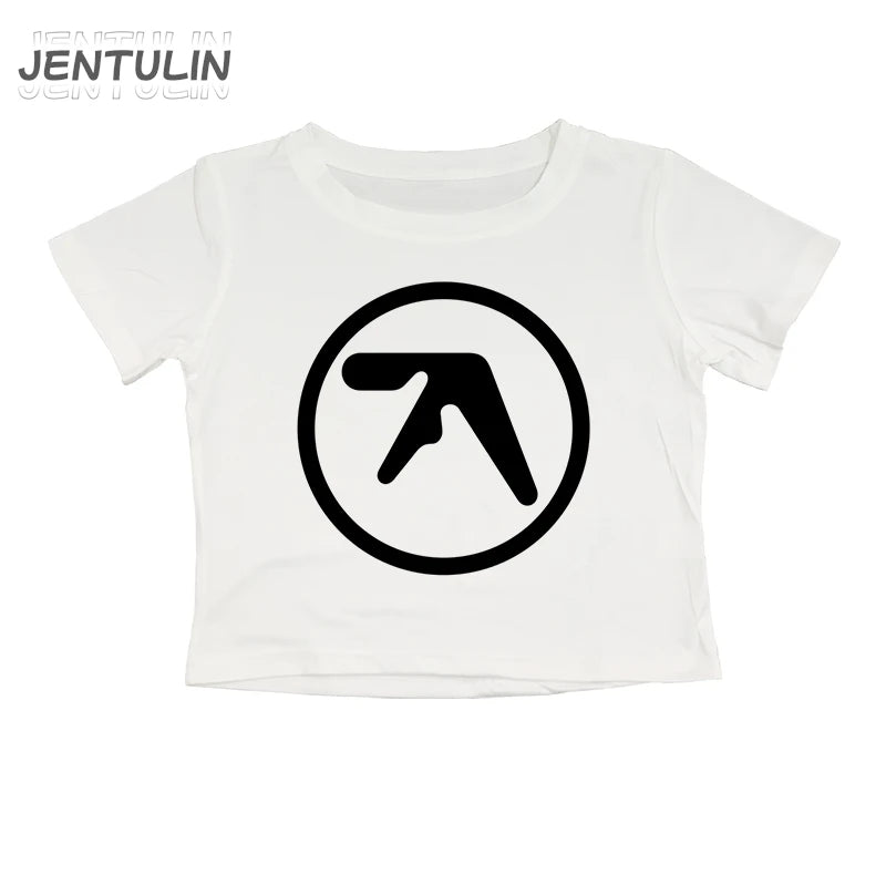 Punk Aphex Twin Print T-Shirt Crop Top Y2k