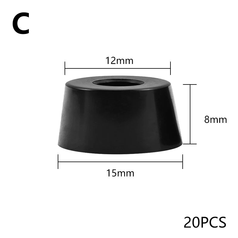 20pcs Anti Slip Furniture Legs Feet Black Speaker Cabinet Bed Table Box Conical Rubber Shock Pad Floor Protector Furniture Parts