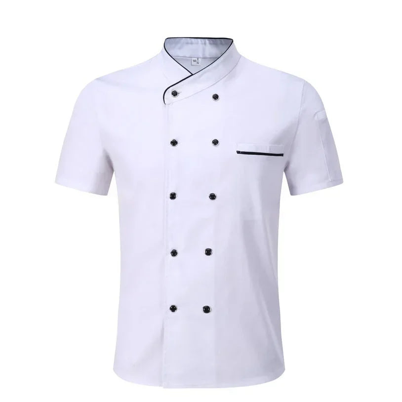 Classic Cook Shirt Chef Coat Jacket Short Sleeve Restaurant Cook Clothes Baker Uniform