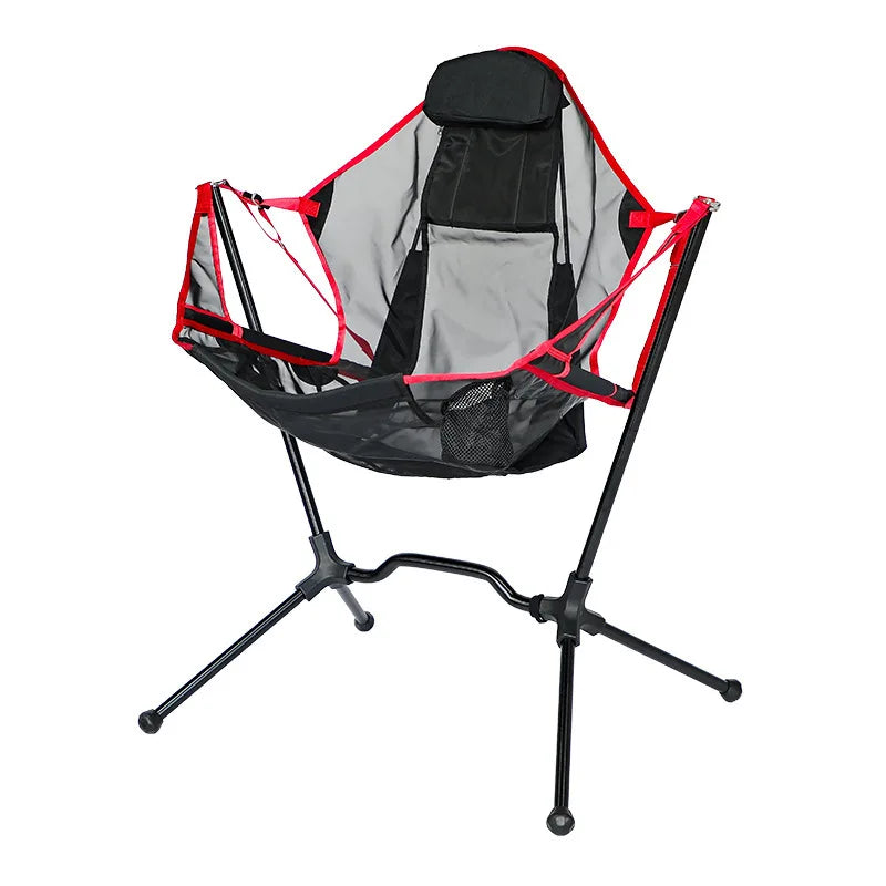 DZ Outdoor Portable Folding Rocking Chair Breathable Mesh Moon Chair Folding Chair Fishing Camping Beach Leisure Outdoor Chairs