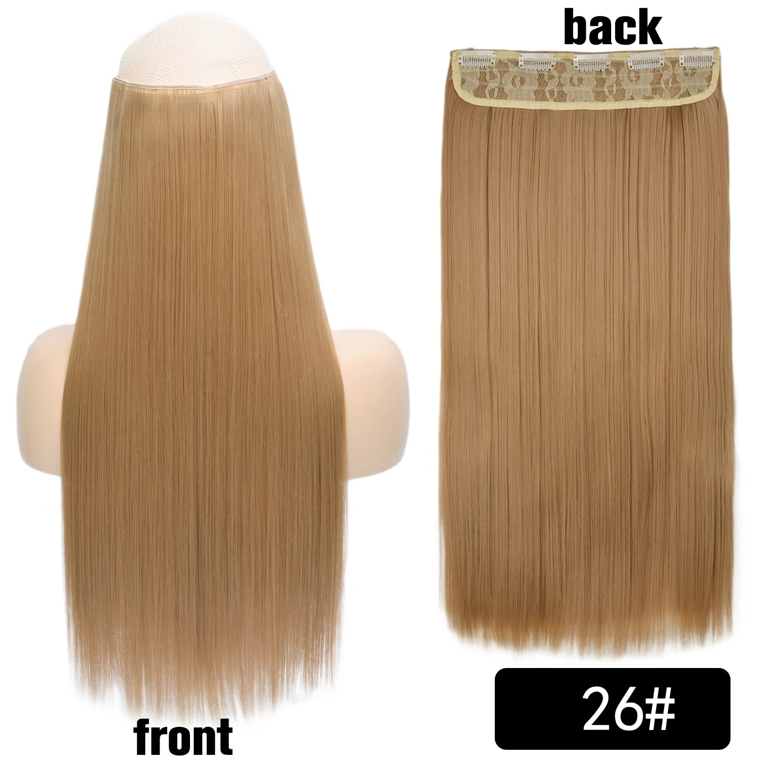 5 Clip-In Hair Extensions Long Straight One Piece Synthetic Heat-Resistant Fibre Hairpiece 22Inch Black Blonde Natural Hairstyle