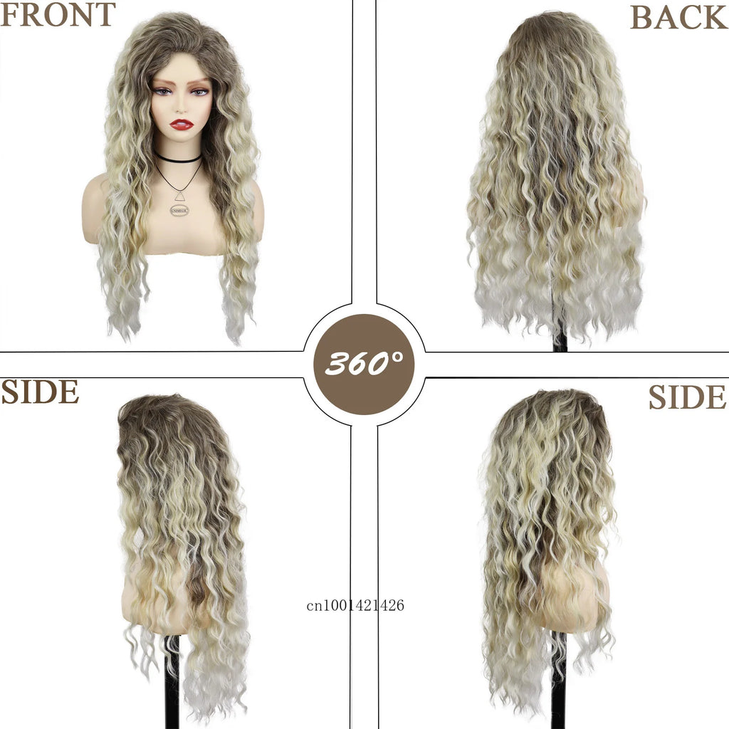 Ash Blonde Curly Wig 26" - Synthetic