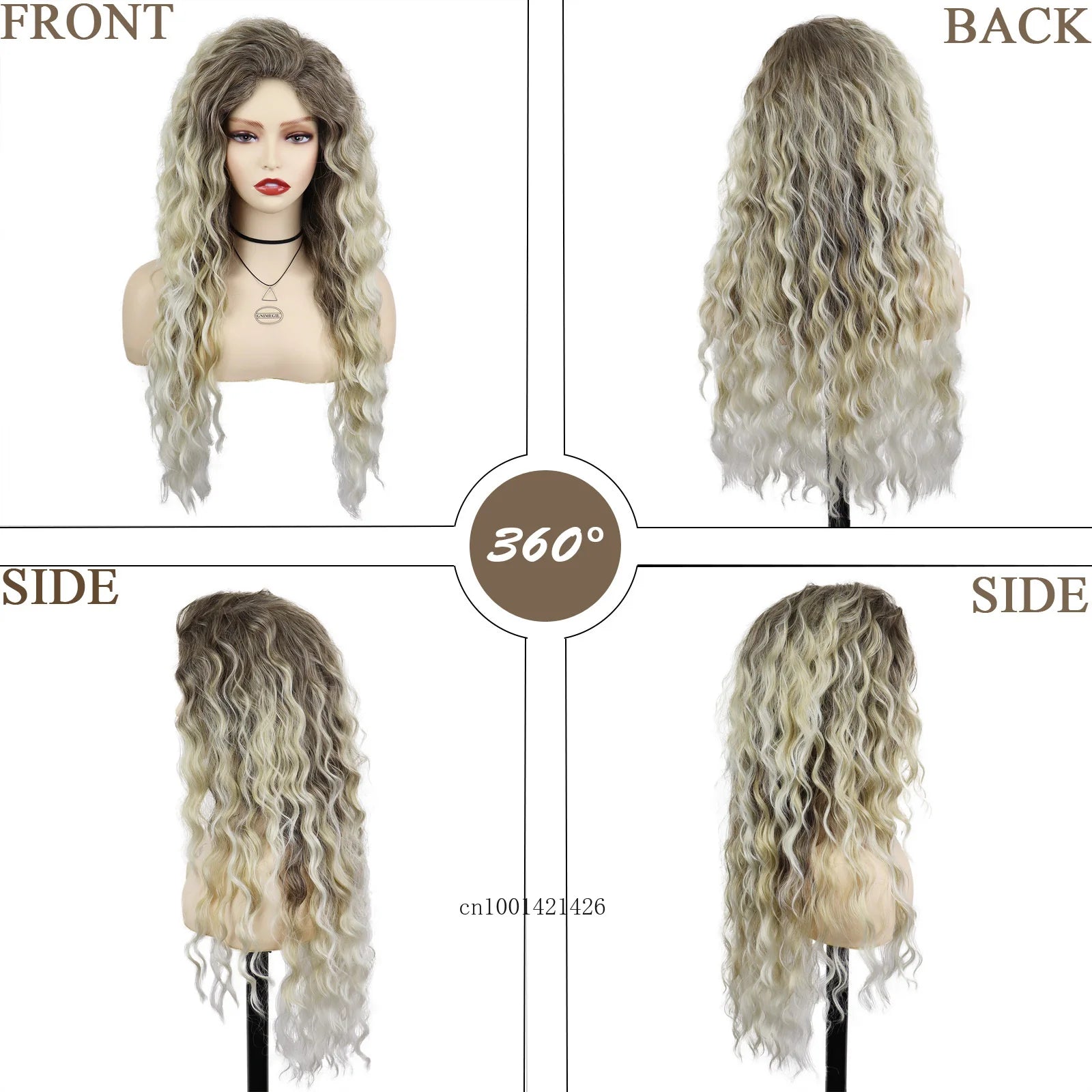 Ash Blonde Curly Wig 26" - Synthetic