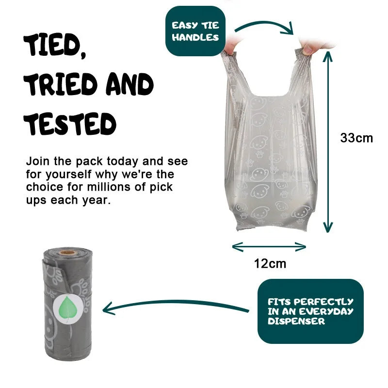 2/20 Rolls Tea Aroma Eco-Friendly Vest Style Pet Garbage Bag Dog Poop Bag Bags Cleaning WasteDisposable Trash Pouch Portable Bag