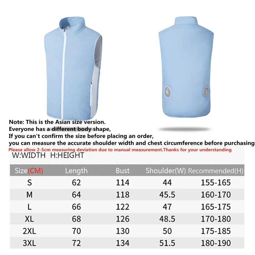 2024 Summer Fan Vest Men Cool and Cooling USB Cooling Outdoor Camping Air-conditioned Clothing Men Waterproof Sleeveless Jacket