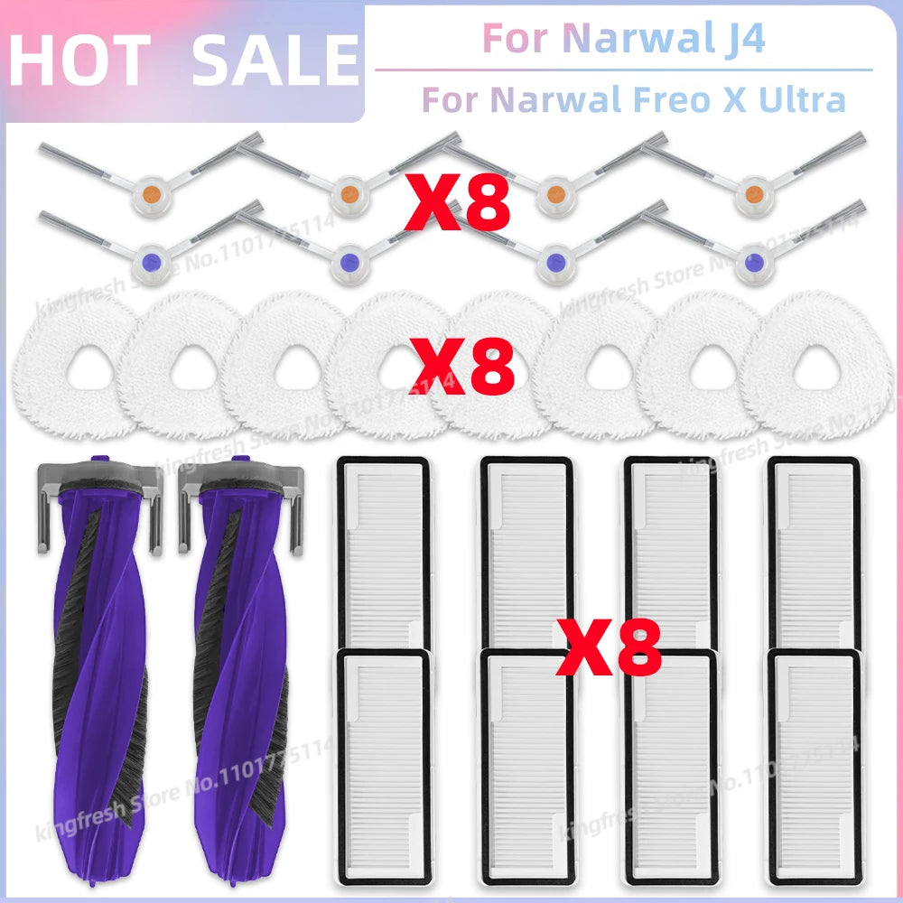 Fit For 나르월 Narwal Freo X Ultra, Narwal J4 / Lite Vacuum 나르왈 프레오 X 울트라 Parts Accessories Roller Side Brush Cover Dus