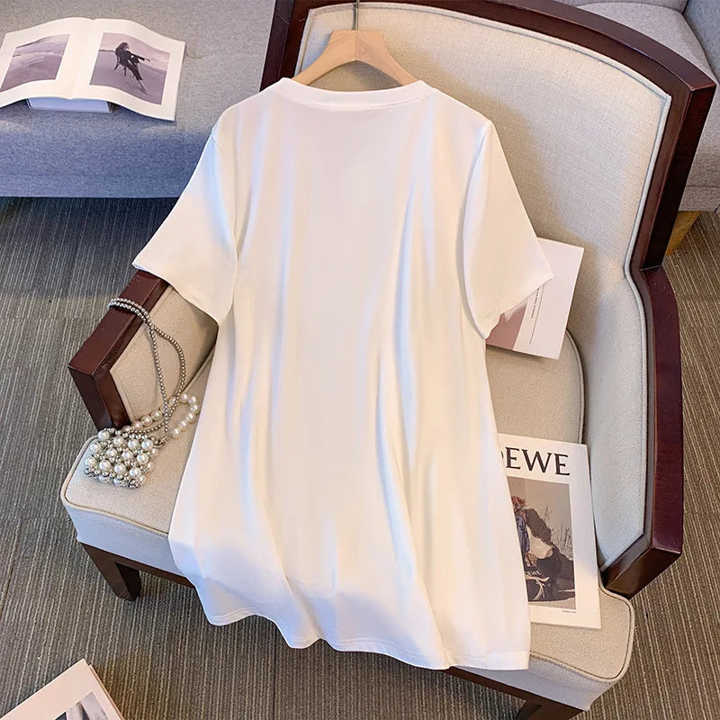150Kg Plus Size Women's Bust 156 Summer New Chinese Style Retro T-Shirt Short Sleeved Top Black White 6XL 7XL 8XL 9XL 10XL