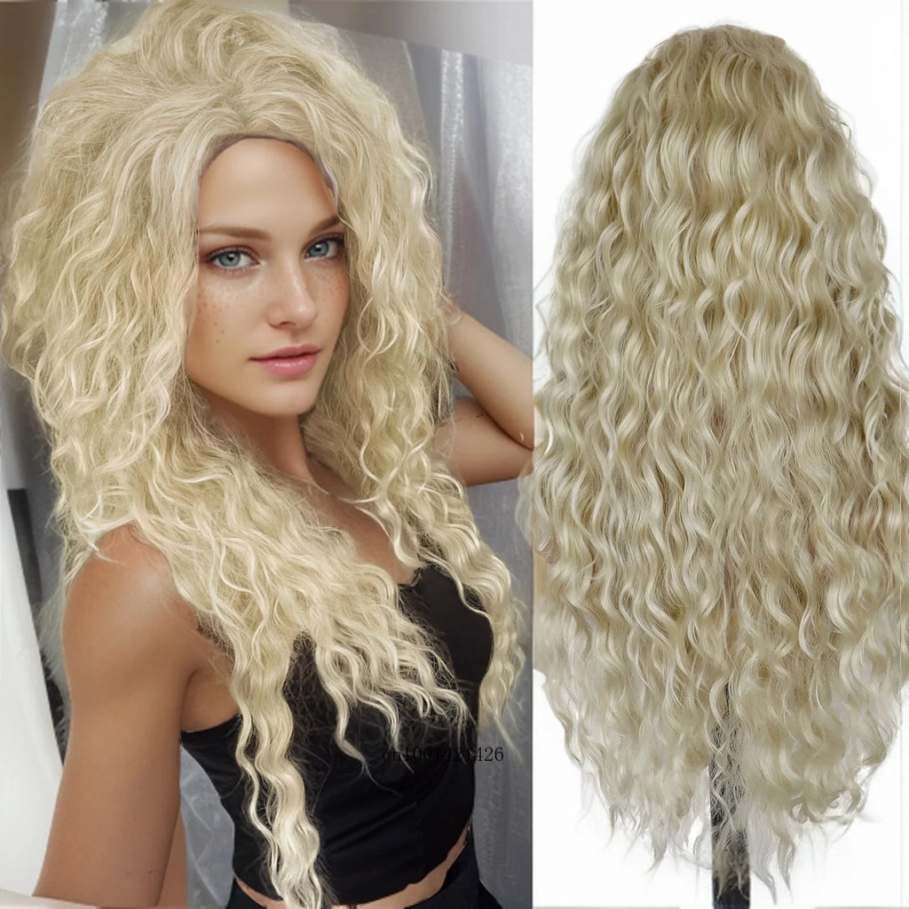 Ash Blonde Curly Wig 26" - Synthetic