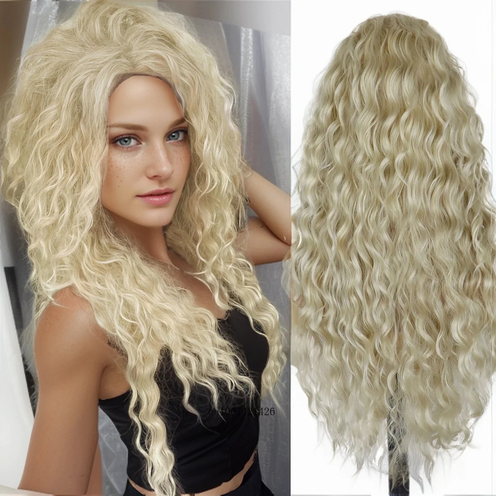 Ash Blonde Curly Wig 26" - Synthetic