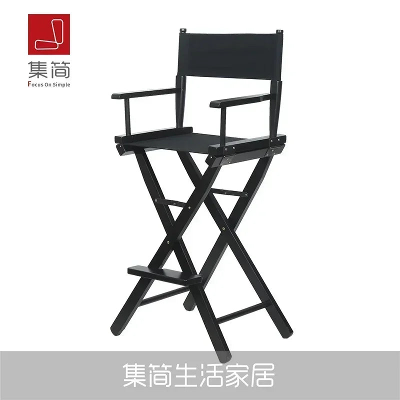 Versatile Solid Wood Director Chair Folding Canvas High Stool Multipurpose Office Chair Makeup Chair Portable Seat Comfortable