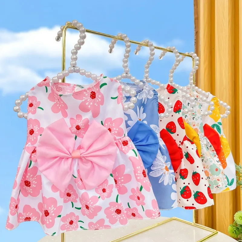 Dog Princess Dress Spring Summer Kitten Pet Skirt Cute Dog Dress Bow Lace for Small Medium Puppy Poodle Chihuahua