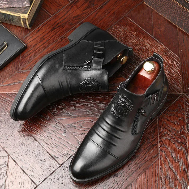 High Quality Men Ankle Boots Plus Size 48 Male Dress Boots Pointed Toe Business Casual Leather Shoes Men Chelsea Boots