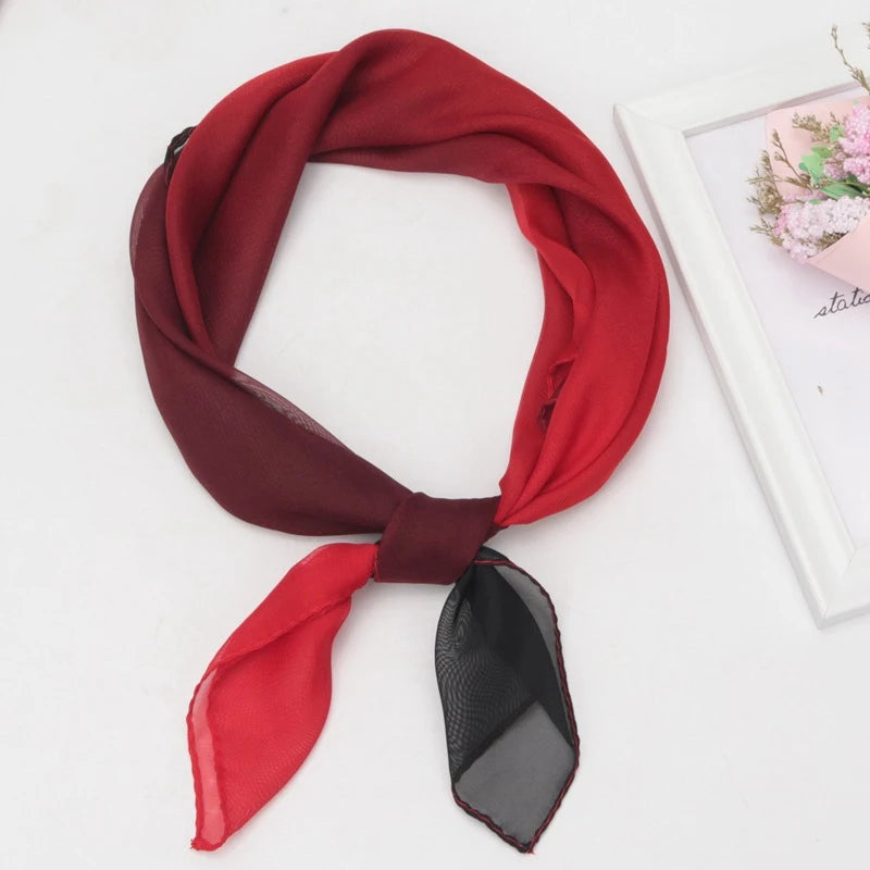 New 65x65cm Summer Chiffon Solid Color Square Scarf Ladies Head Neck Scarves Female Hair Ties Bands Neckerchief Shawls