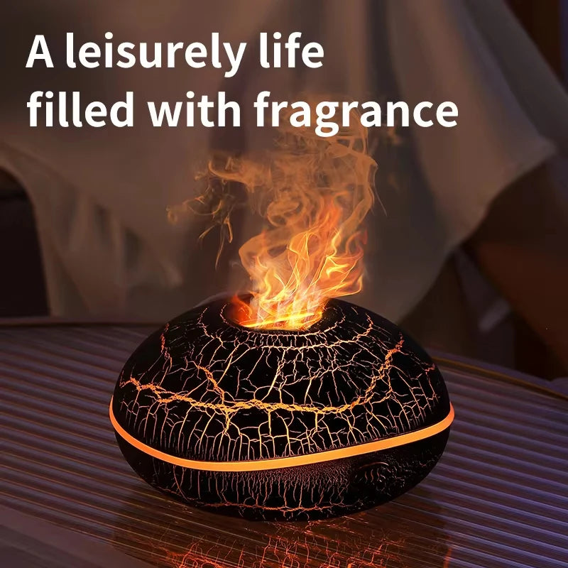 2024 New Simulated Flame Humidifier Colorful Night Light Ultrasonic Atomization Can Add Essential Oil Small Aromatherapy Machine