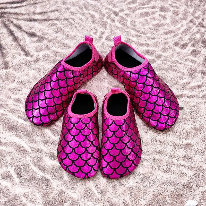 Mermaid Scale Girls Aqua Shoes Summer Bling Children Beach Swimming Shoes New Princess Anti Slip Soft Toddler Kids Slippers