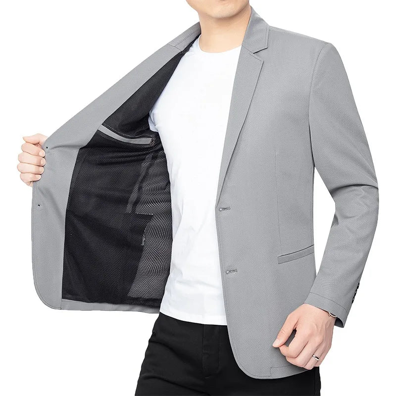 New Summer Man Breathable Quick Drying Blazers Jackets Suits Coats Formal Wear Business Casual Blazers Jackets Men's Clothing 4X