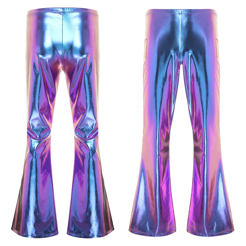 Men's Metallic Disco Pants Bell Bottom Flared