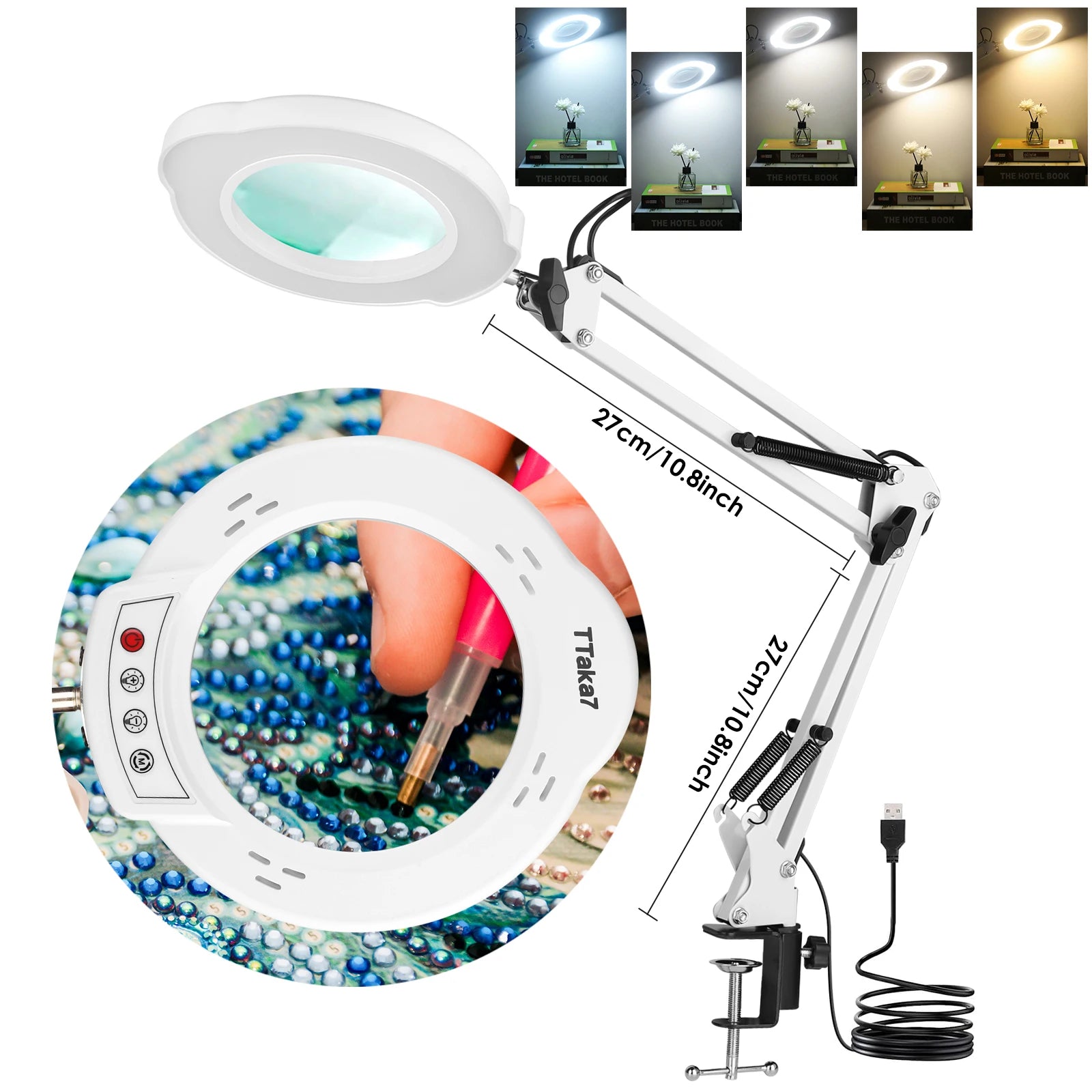 72LED Illuminated Magnifier 8X/10X USB