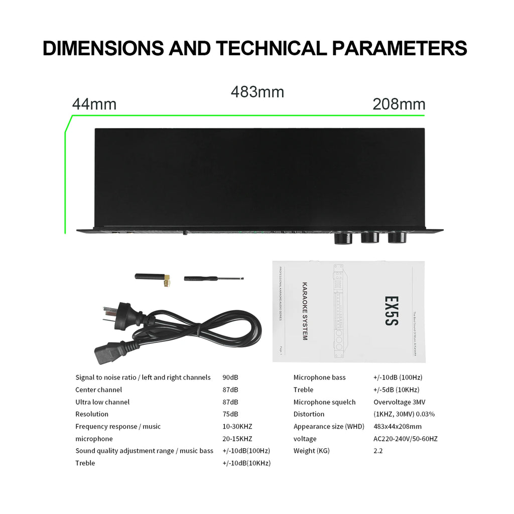 EX5S Karaoke Effects Pre-Processor, Multi-Band Reverb Effects, Light Lossless Input, Bluetooth Transmission,Stable Voltage