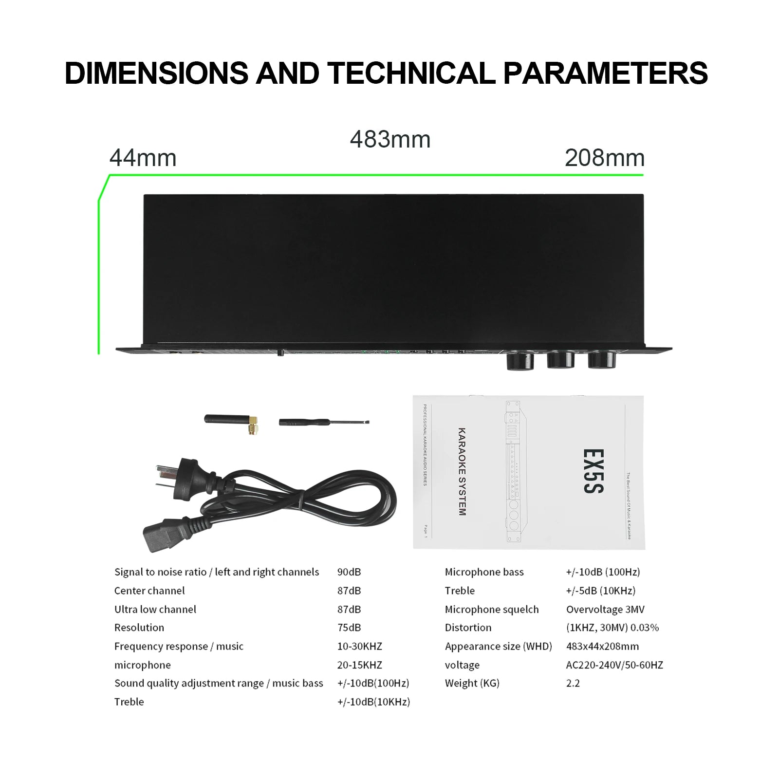 EX5S Karaoke Effects Pre-Processor, Multi-Band Reverb Effects, Light Lossless Input, Bluetooth Transmission,Stable Voltage