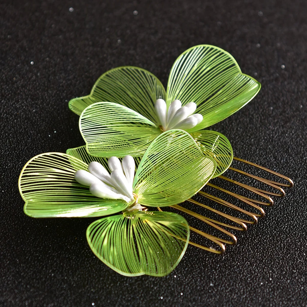 Bride Wedding Hair Comb Gold Flower Hairpin