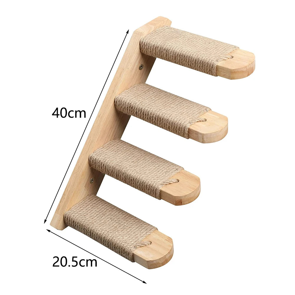 Wall Mounted Cat Scratching Post Wall Furniture Wood Kitten Scratcher Tree for Large Cats Thicker Columns for Multi-Functions