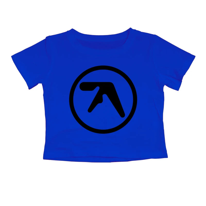 Punk Aphex Twin Print T-Shirt Crop Top Y2k