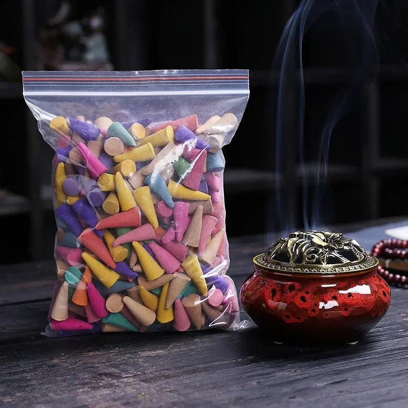 1Pack Backflow Incense Cones Pack of 60 Mixed Flavor Natural Incense Floral Lavender Sandalwood Aloes Aromatherapy