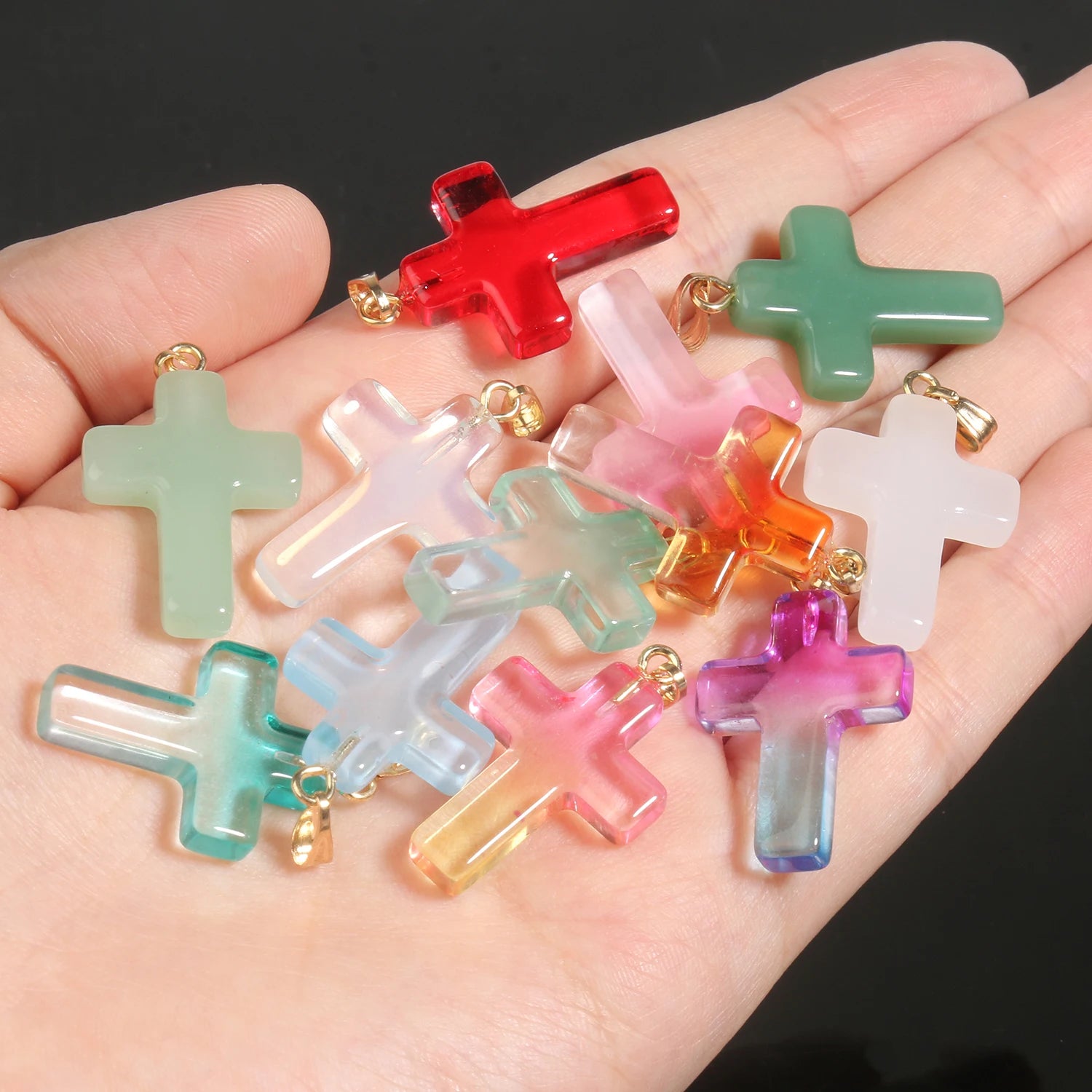 10pcs/lot 18x25mm Cross Lampwork Necklace Bracelet Czech Glass Charms Pendants for Jewelry Making Diy Bracelet Accessories