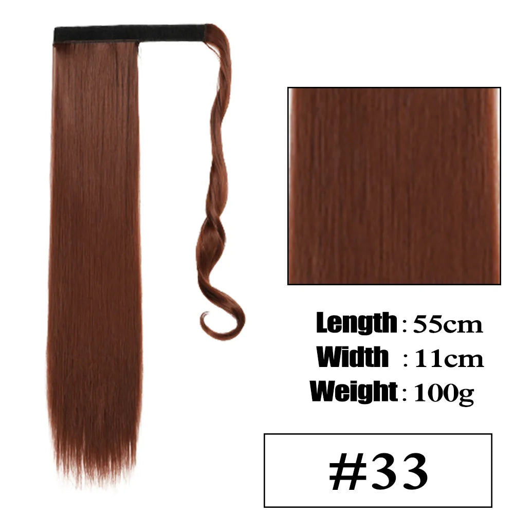 VIVIEIEI Ponytail Hair Extension 22 Inch 100g Natural Black Ponytail Extension Clip in Wrap Around Hair Extension Hairpieces