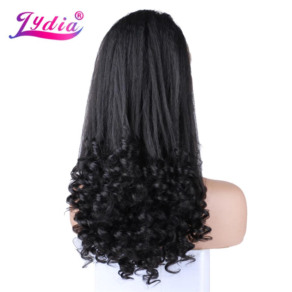 Lydia Tail Dancing Loose Curly Synthetic 20" Kinky Straight Hairpieces Two Plastic Comb Drawstring Ponytail Hair Extension Black