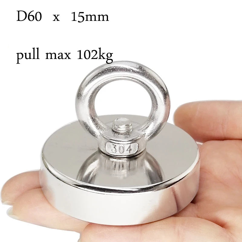 Fishing Magnets, 110lb 242lb 529lb 771lb Pull Force Super Strong Heavy Duty Rare Earth Neodymium Search Magnet For River Fishing