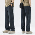 Summer Thin Soft Lyocell Fabric Jeans Men Loose Straight Wide Leg Pants Drawstring Elastic Waist Casual Trousers Plus Size M-5XL